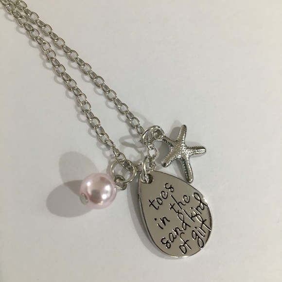Necklace Toes in the Sand NEW Silver Star Pink - Picture 1 of 3
